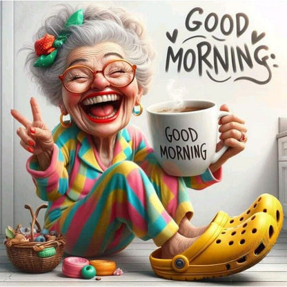Diamond Painting - Full Round - Sunny happy grandma (40*40CM)