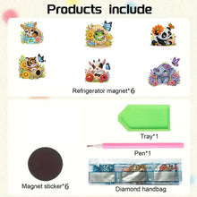 Load image into Gallery viewer, 6Pcs Acrylic Animals And Flowers Diamond Art Fridge Magnet for Car Mailbox Decor
