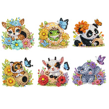 Load image into Gallery viewer, 6Pcs Acrylic Animals And Flowers Diamond Art Fridge Magnet for Car Mailbox Decor
