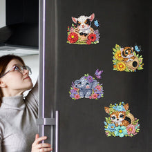 Load image into Gallery viewer, 6Pcs Acrylic Animals And Flowers Diamond Art Fridge Magnet for Car Mailbox Decor
