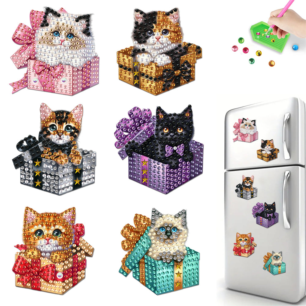 6Pcs Acrylic Animals And Flowers Diamond Art Fridge Magnet for Car Mailbox Decor