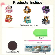 Load image into Gallery viewer, 6Pcs Acrylic Animals And Flowers Diamond Art Fridge Magnet for Car Mailbox Decor
