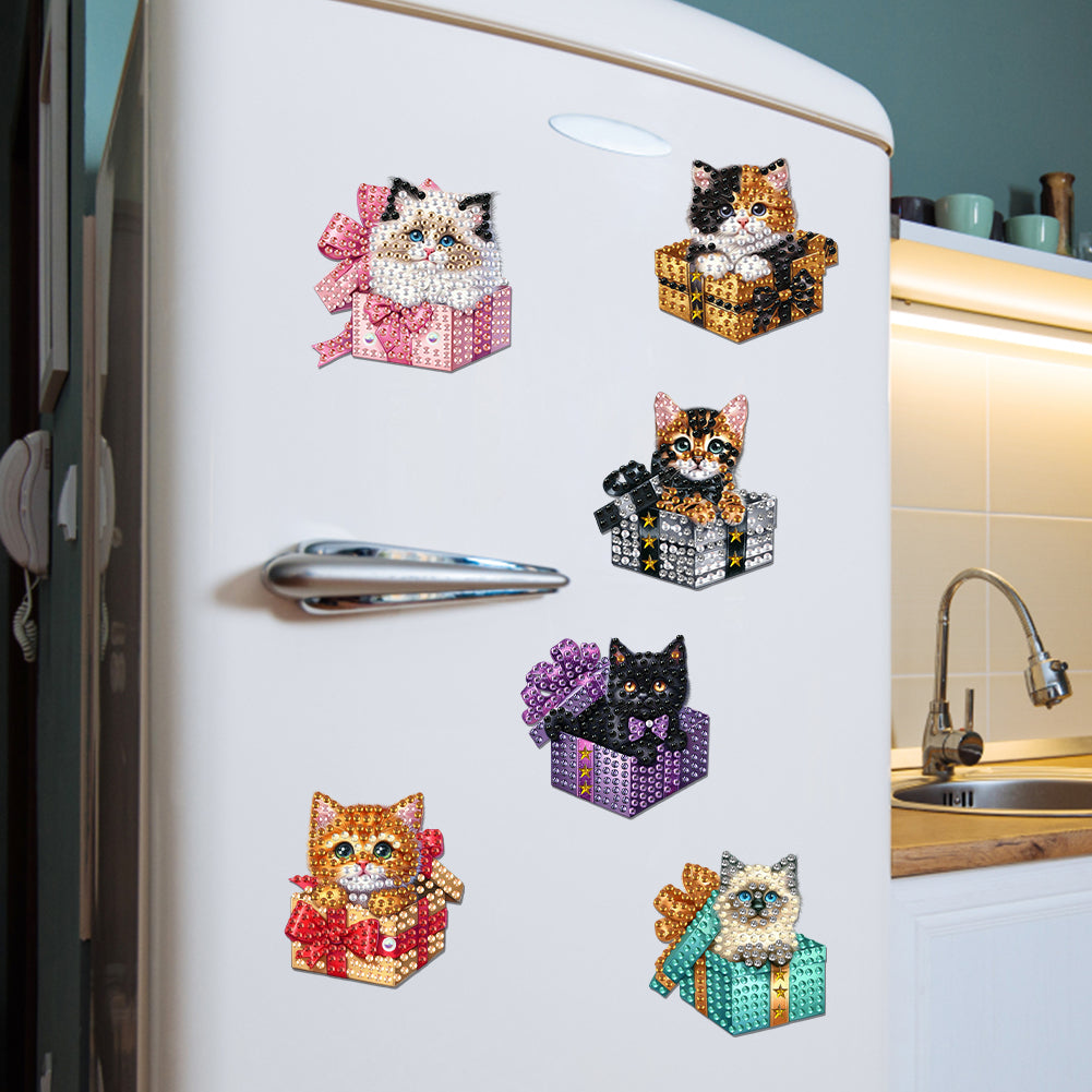 6Pcs Acrylic Animals And Flowers Diamond Art Fridge Magnet for Car Mailbox Decor