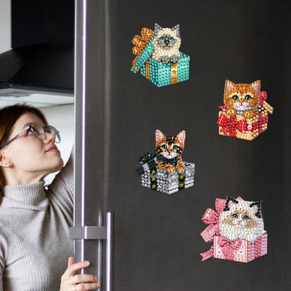 6Pcs Acrylic Animals And Flowers Diamond Art Fridge Magnet for Car Mailbox Decor