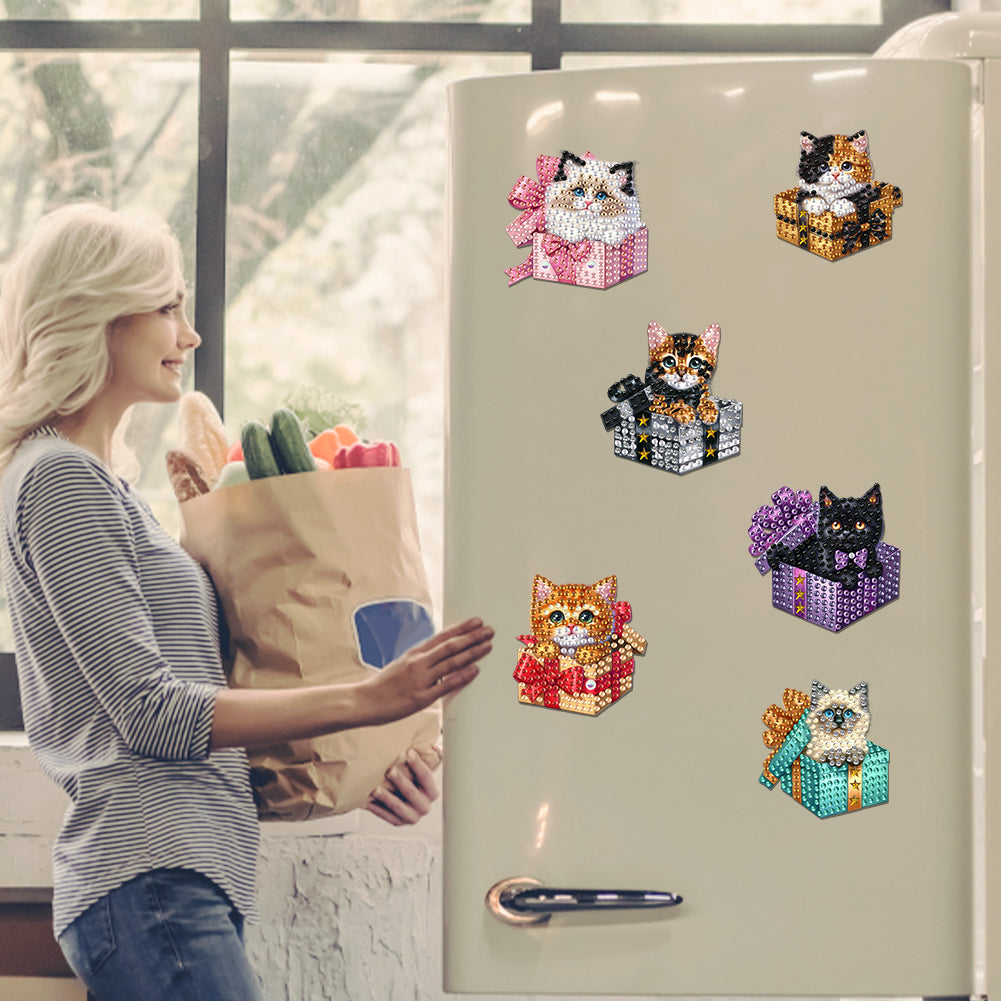 6Pcs Acrylic Animals And Flowers Diamond Art Fridge Magnet for Car Mailbox Decor