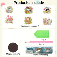 Load image into Gallery viewer, 6Pcs Acrylic Animals And Flowers Diamond Art Fridge Magnet for Car Mailbox Decor
