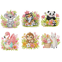 Load image into Gallery viewer, 6Pcs Acrylic Animals And Flowers Diamond Art Fridge Magnet for Car Mailbox Decor
