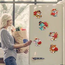 Load image into Gallery viewer, 6Pcs Acrylic Animals And Flowers Diamond Art Fridge Magnet for Car Mailbox Decor
