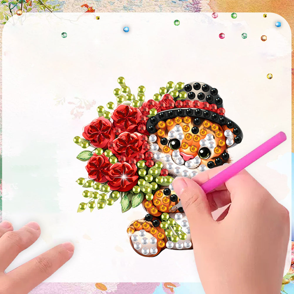 6Pcs Acrylic Animals And Flowers Diamond Art Fridge Magnet for Car Mailbox Decor