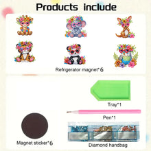 Load image into Gallery viewer, 6Pcs Acrylic Animals And Flowers Diamond Art Fridge Magnet for Car Mailbox Decor
