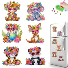 Load image into Gallery viewer, 6Pcs Acrylic Animals And Flowers Diamond Art Fridge Magnet for Car Mailbox Decor
