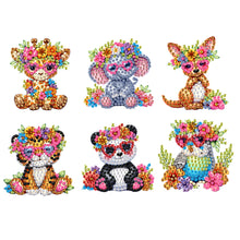 Load image into Gallery viewer, 6Pcs Acrylic Animals And Flowers Diamond Art Fridge Magnet for Car Mailbox Decor
