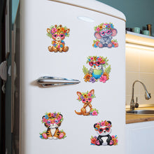 Load image into Gallery viewer, 6Pcs Acrylic Animals And Flowers Diamond Art Fridge Magnet for Car Mailbox Decor
