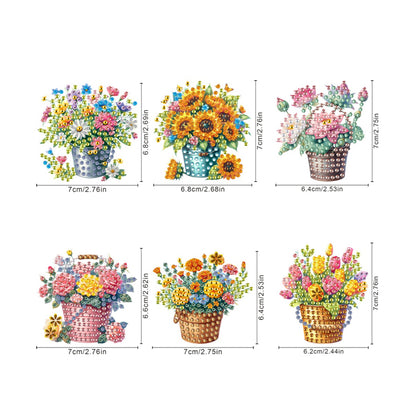 6Pcs Acrylic Animals And Flowers Diamond Art Fridge Magnet for Car Mailbox Decor