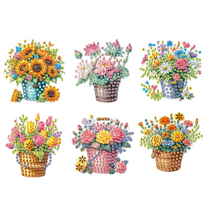 6Pcs Acrylic Animals And Flowers Diamond Art Fridge Magnet for Car Mailbox Decor