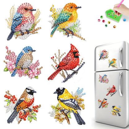 6Pcs Acrylic Animals And Flowers Diamond Art Fridge Magnet for Car Mailbox Decor