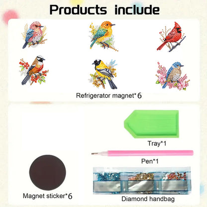 6Pcs Acrylic Animals And Flowers Diamond Art Fridge Magnet for Car Mailbox Decor