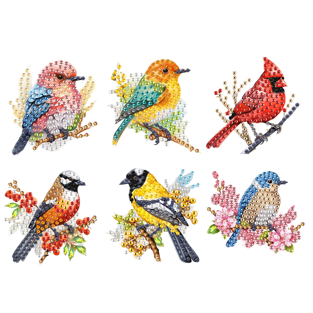 6Pcs Acrylic Animals And Flowers Diamond Art Fridge Magnet for Car Mailbox Decor