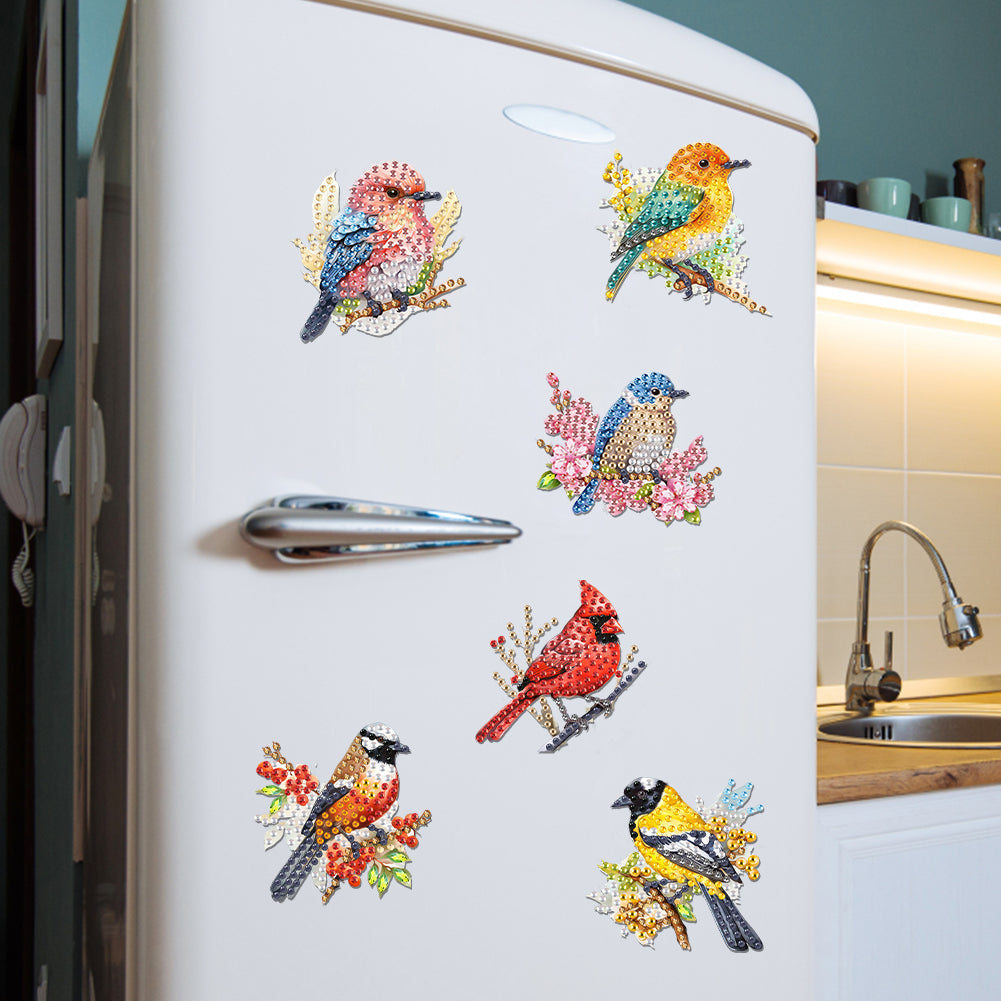 6Pcs Acrylic Animals And Flowers Diamond Art Fridge Magnet for Car Mailbox Decor