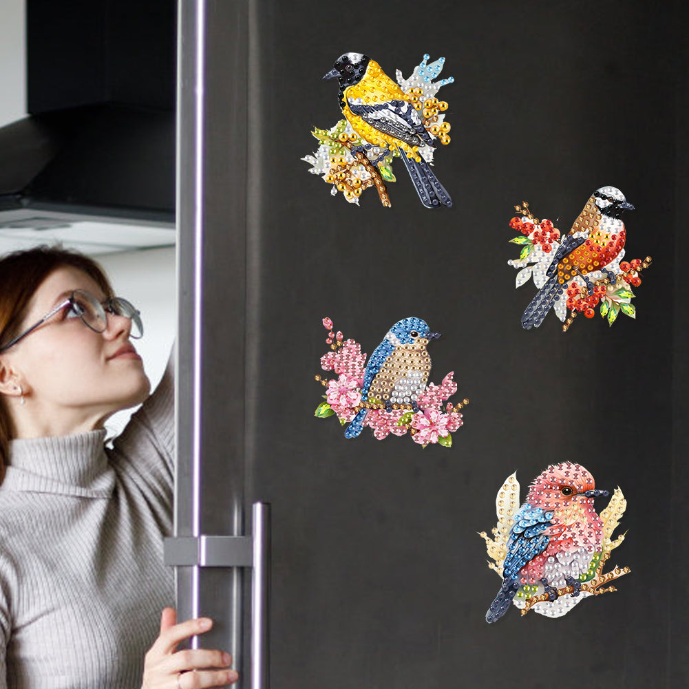 6Pcs Acrylic Animals And Flowers Diamond Art Fridge Magnet for Car Mailbox Decor