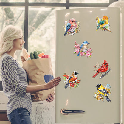 6Pcs Acrylic Animals And Flowers Diamond Art Fridge Magnet for Car Mailbox Decor