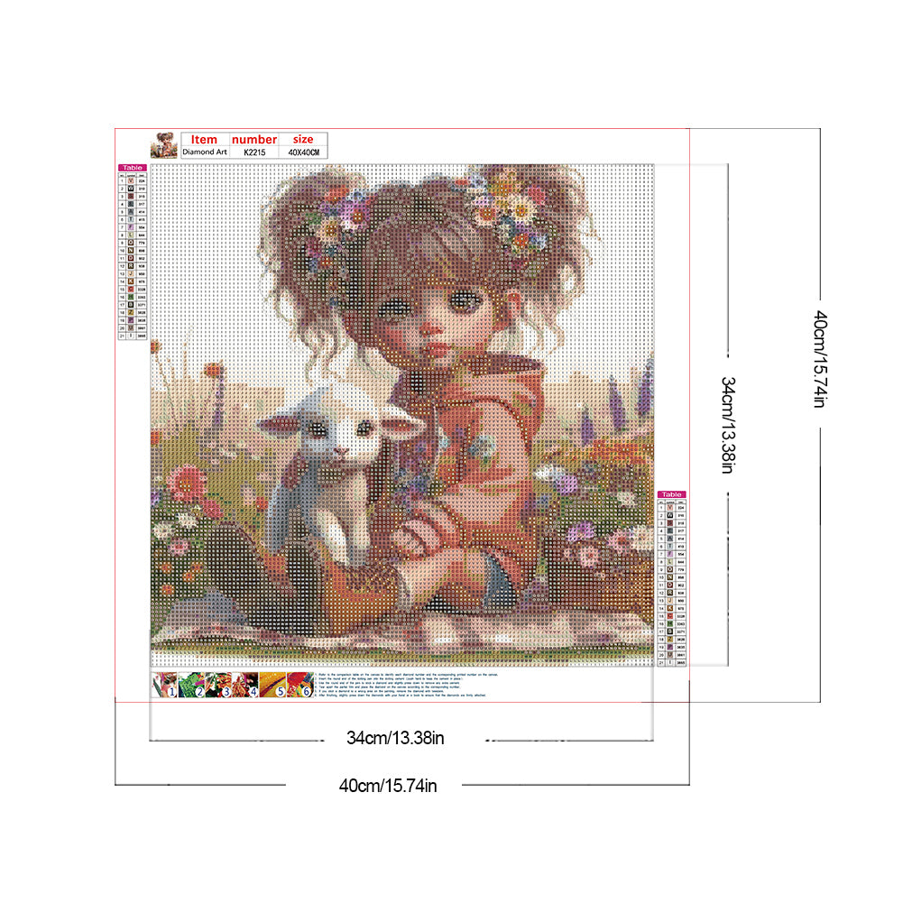 Diamond Painting - Full Round - Big eyes cute girl (40*40CM)