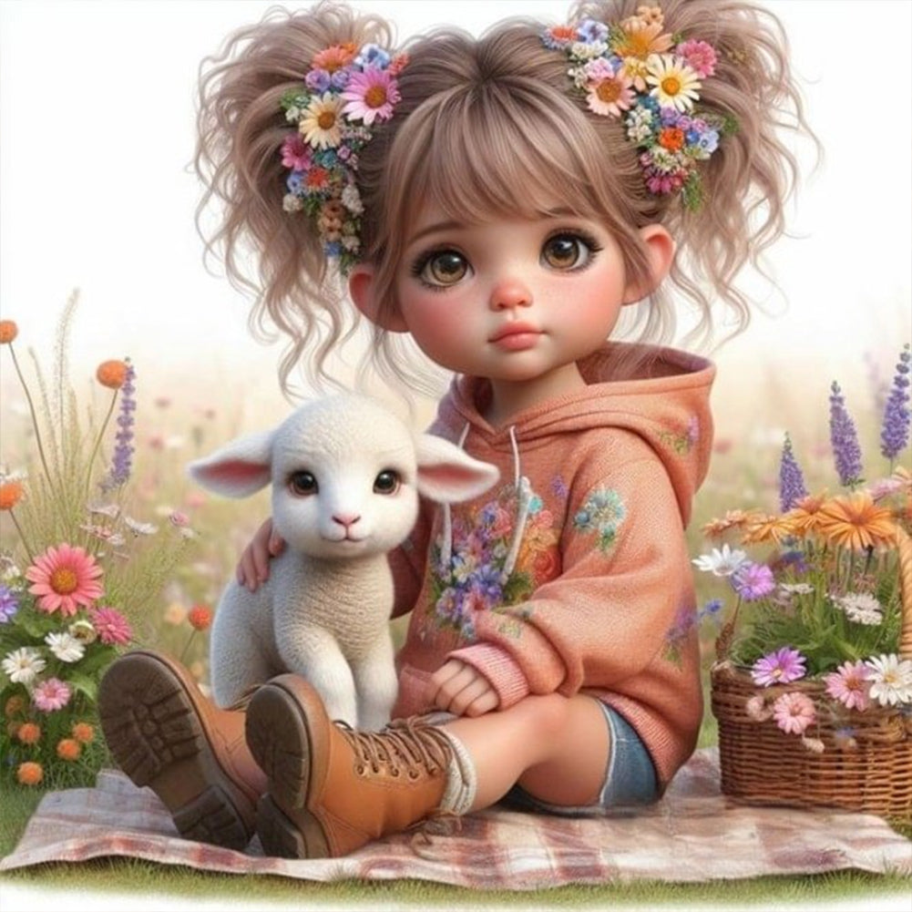 Diamond Painting - Full Round - Big eyes cute girl (40*40CM)