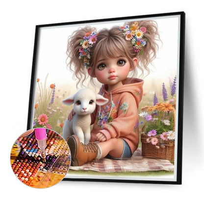Diamond Painting - Full Round - Big eyes cute girl (40*40CM)
