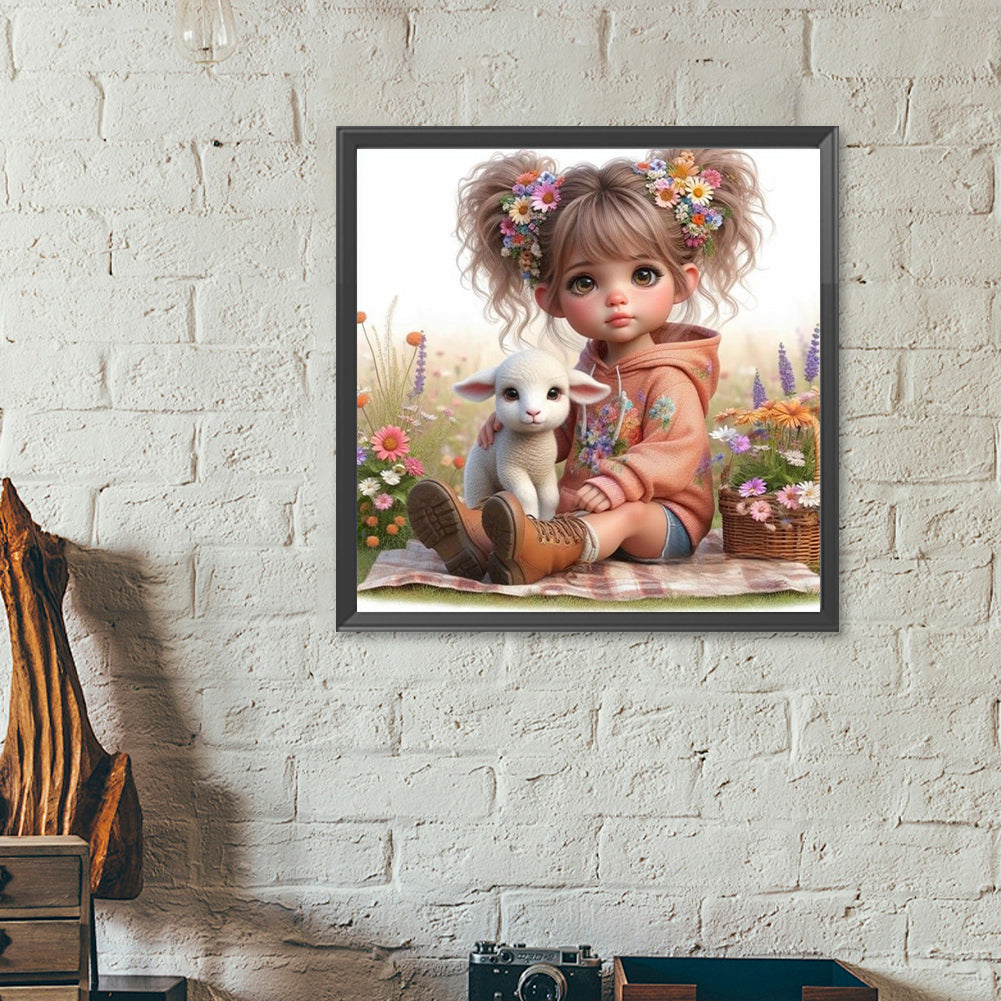 Diamond Painting - Full Round - Big eyes cute girl (40*40CM)