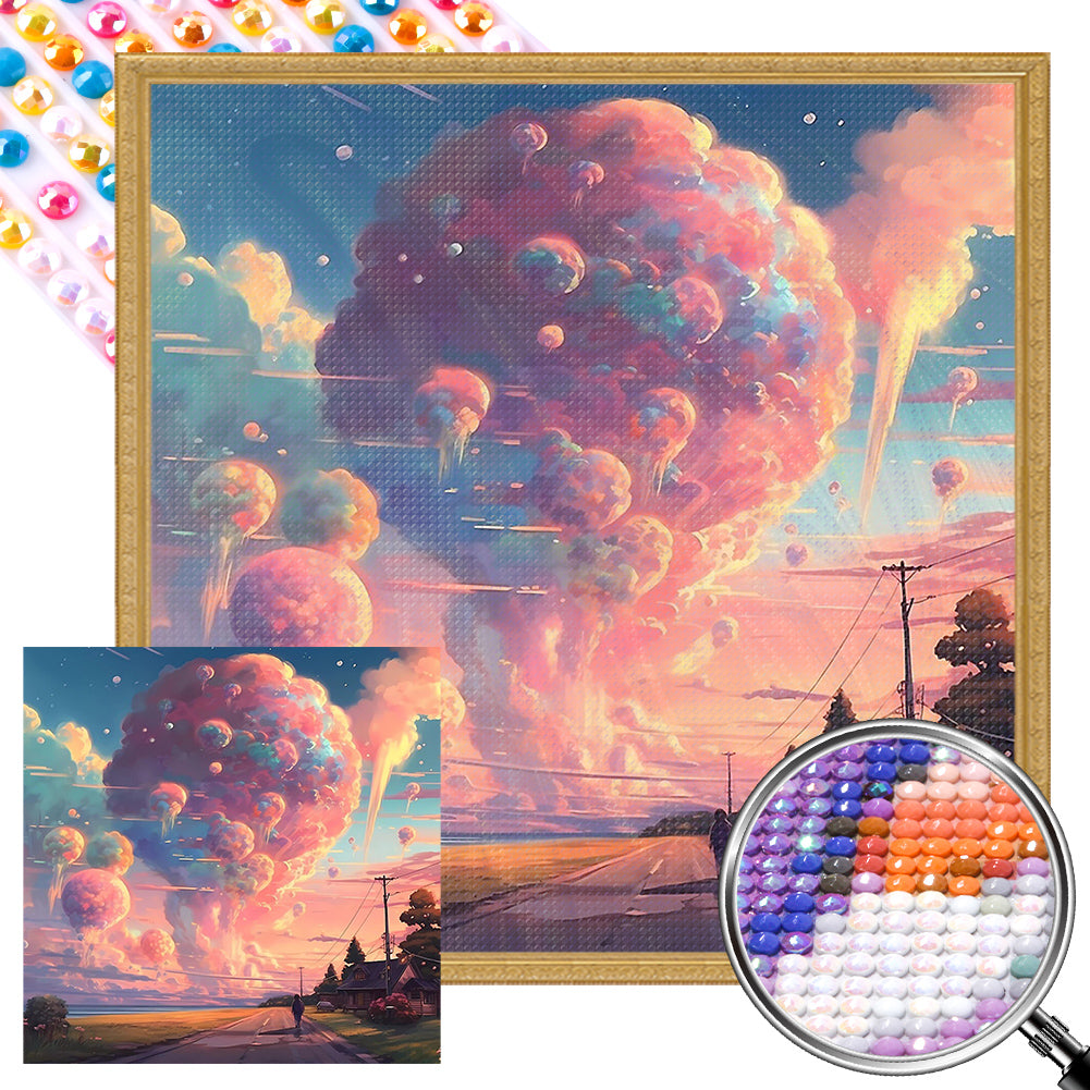 AB Diamond Painting - Full Round - Pink clouds (40*40CM)