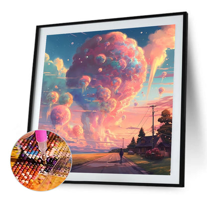 AB Diamond Painting - Full Round - Pink clouds (40*40CM)