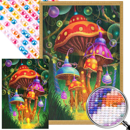 AB Diamond Painting - Full Round - Colorful mushroom house (40*60CM)