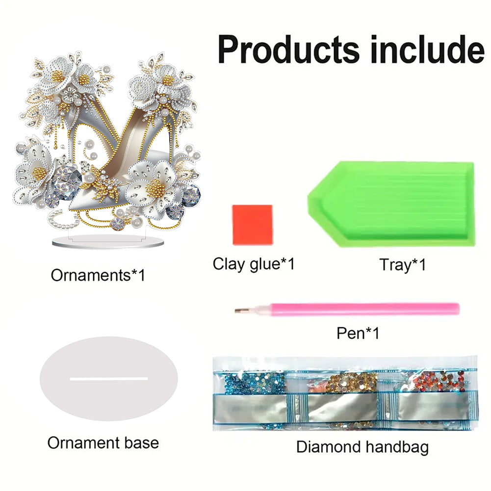 Acrylic Special Shape Elegant High Heels 5D DIY Diamond Art Tabletop Decorations