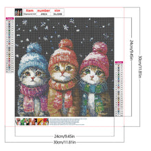 Load image into Gallery viewer, Diamond Painting - Full Round - Three cats in winter (30*30CM)
