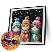 Load image into Gallery viewer, Diamond Painting - Full Round - Three cats in winter (30*30CM)
