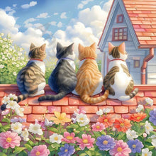 Load image into Gallery viewer, Diamond Painting - Full Round - House with four cats background (30*30CM)
