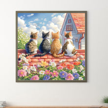 Load image into Gallery viewer, Diamond Painting - Full Round - House with four cats background (30*30CM)

