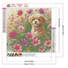 Load image into Gallery viewer, Diamond Painting - Full Round - Dog in daisy field (30*30CM)
