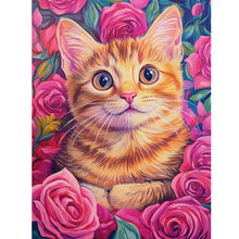 Load image into Gallery viewer, Diamond Painting - Full Round - Rose orange cat (30*40CM)
