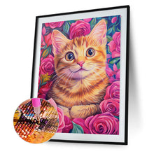 Load image into Gallery viewer, Diamond Painting - Full Round - Rose orange cat (30*40CM)

