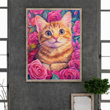 Load image into Gallery viewer, Diamond Painting - Full Round - Rose orange cat (30*40CM)

