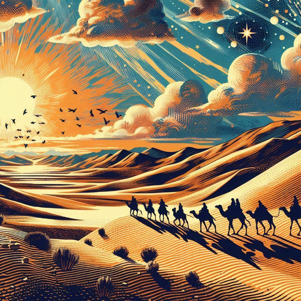 Diamond Painting - Full Round - Desert camel team (40*40CM)