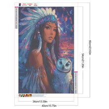 Load image into Gallery viewer, Diamond Painting - Full Round - Indian woman white owl (40*60CM)
