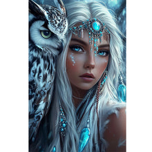Load image into Gallery viewer, Diamond Painting - Full Round - Indian woman white owl (40*60CM)
