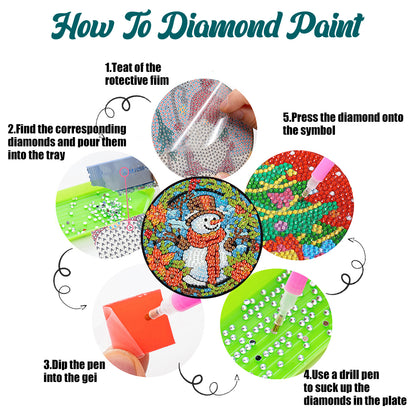 6Pcs Wooden Tree Of Life DIY Coaster Diamond Dot Kits Round Diamond Art Coasters