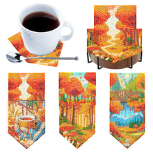 Load image into Gallery viewer, 6Pcs Wooden Tree Of Life DIY Coaster Diamond Dot Kits Round Diamond Art Coasters
