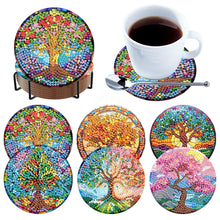 Load image into Gallery viewer, 6Pcs Wooden Tree Of Life DIY Coaster Diamond Dot Kits Round Diamond Art Coasters
