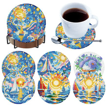 Load image into Gallery viewer, 6Pcs Wooden Tree Of Life DIY Coaster Diamond Dot Kits Round Diamond Art Coasters

