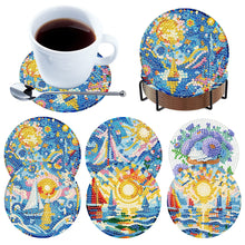 Load image into Gallery viewer, 6Pcs Wooden Tree Of Life DIY Coaster Diamond Dot Kits Round Diamond Art Coasters
