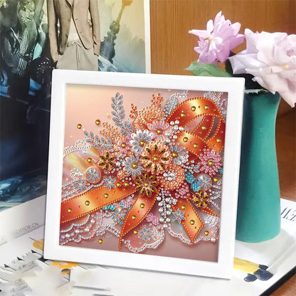 Diamond Painting - Partial Special Shaped - Orange Bow Tie (with frame) (2*19.2CM)